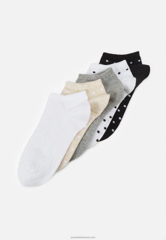 Z62T1137 Women Anna Field 5 Pack Socks Grey/White/Black