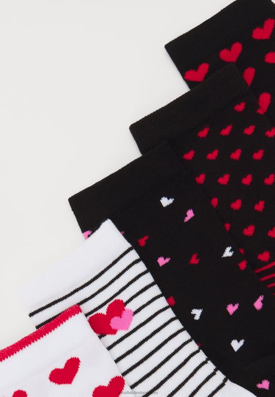 Z62T1140 Women Anna Field 5 Pack Socks Black/White