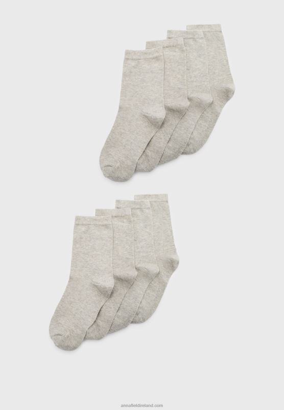 Z62T1141 Women Anna Field 8 Pack Socks Grey