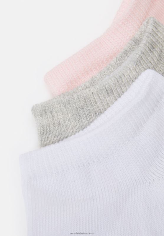 Z62T1147 Women Anna Field 6 Pack Socks Pink/Grey/White