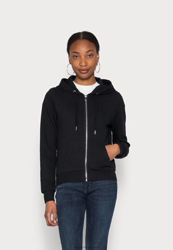 Z62T768 Women Anna Field Zip-Up Sweatshirt Black