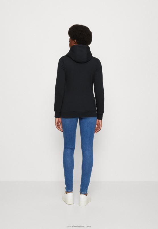 Z62T770 Women Anna Field Zip-Up Sweatshirt Black