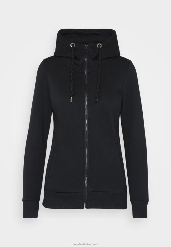 Z62T770 Women Anna Field Zip-Up Sweatshirt Black