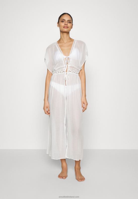 Z62T741 Women Anna Field Embroidered Cover Up 802 Black Beach Accessory 001 White