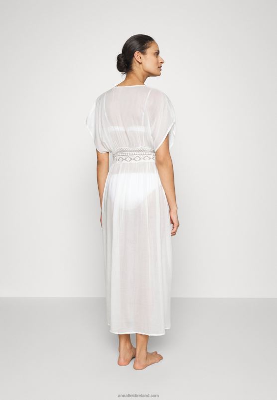 Z62T741 Women Anna Field Embroidered Cover Up 802 Black Beach Accessory 001 White