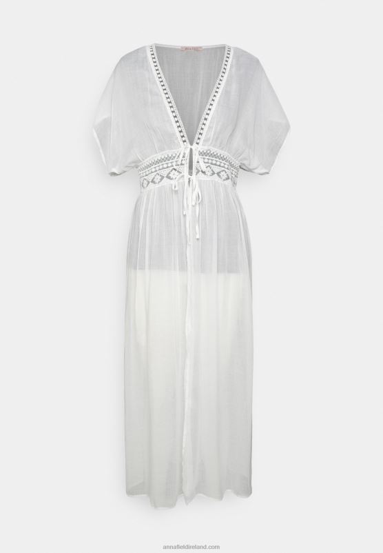 Z62T741 Women Anna Field Embroidered Cover Up 802 Black Beach Accessory 001 White