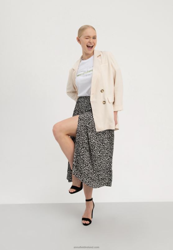 Z62T239 Women Anna Field Print T-Shirt White