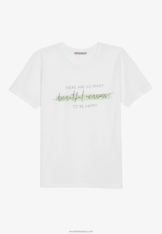 Z62T239 Women Anna Field Print T-Shirt White