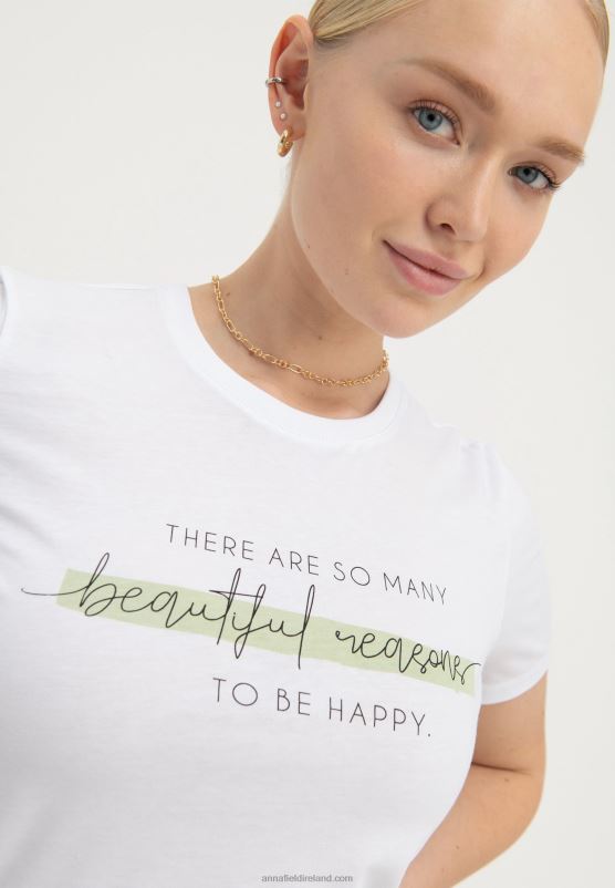 Z62T239 Women Anna Field Print T-Shirt White