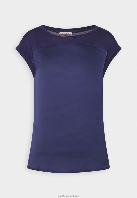 Z62T253 Women Anna Field Print T-Shirt Dark Blue