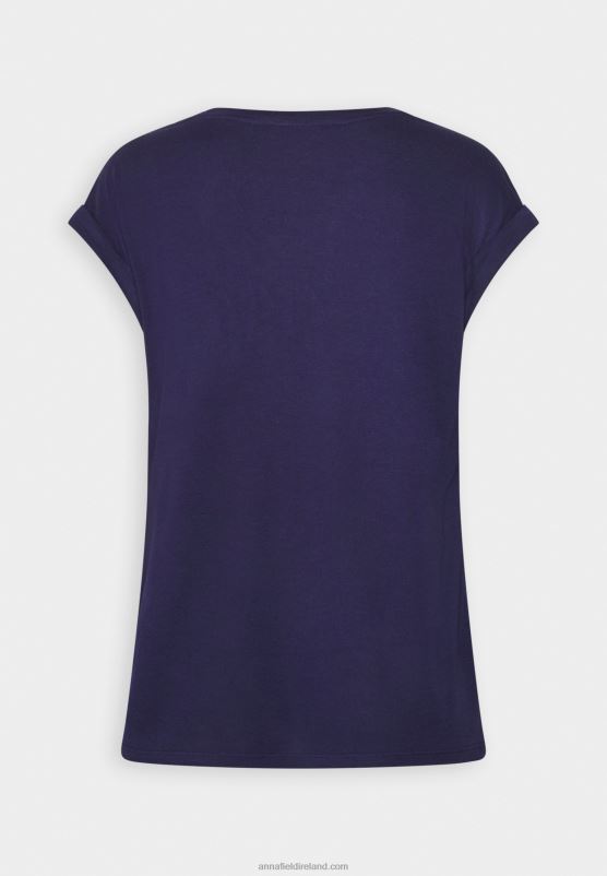 Z62T253 Women Anna Field Print T-Shirt Dark Blue