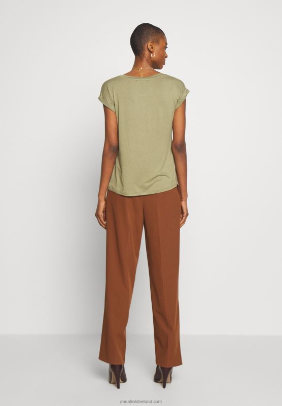 Z62T256 Women Anna Field Print T-Shirt Martini Olive