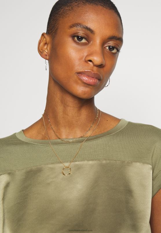 Z62T256 Women Anna Field Print T-Shirt Martini Olive