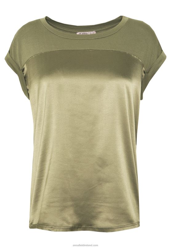 Z62T256 Women Anna Field Print T-Shirt Martini Olive