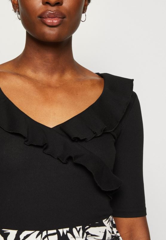 Z62T268 Women Anna Field Print T-Shirt Black