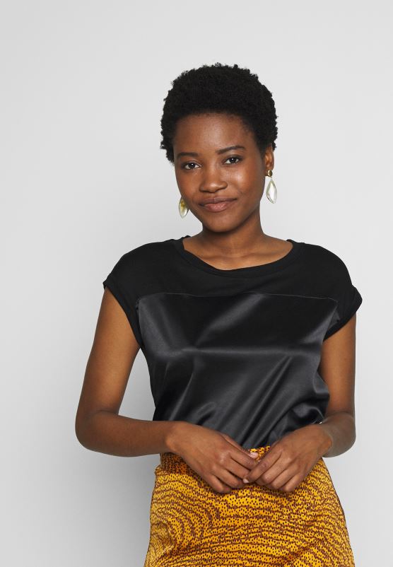 Z62T274 Women Anna Field Print T-Shirt Black