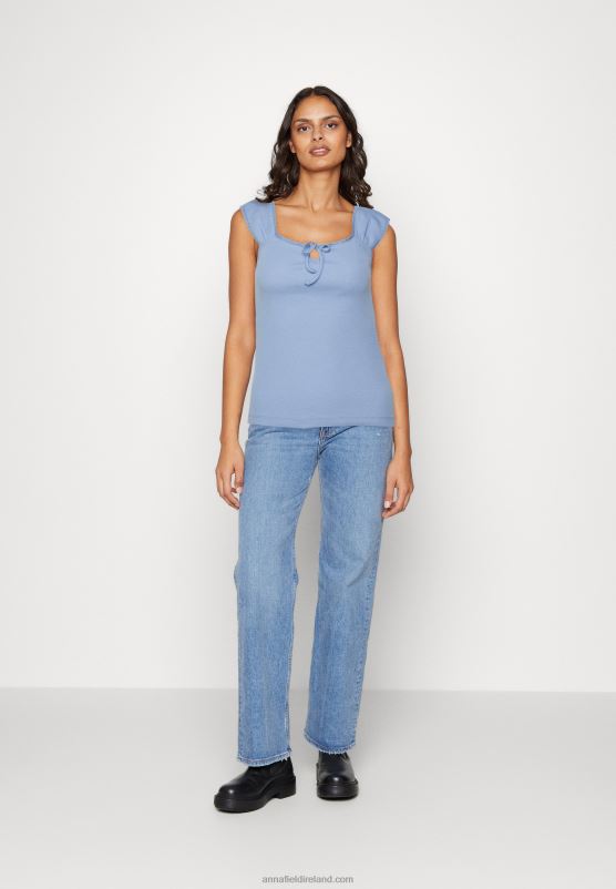 Z62T278 Women Anna Field Print T-Shirt Light Blue