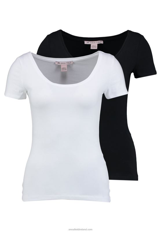Z62T293 Women Anna Field 2 Pack Basic T-Shirt Black/White