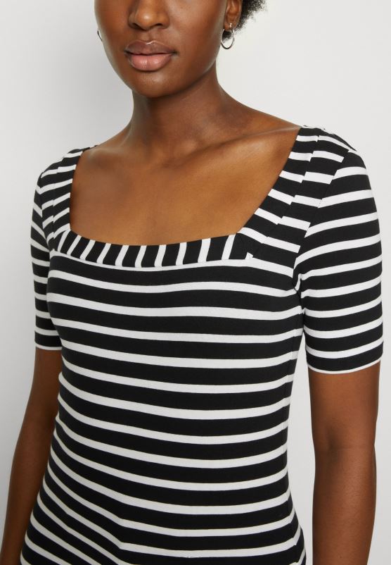 Z62T298 Women Anna Field Print T-Shirt Black/White