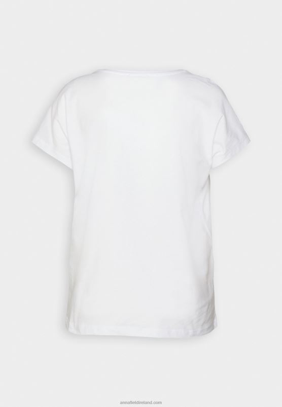 Z62T299 Women Anna Field Print T-Shirt White