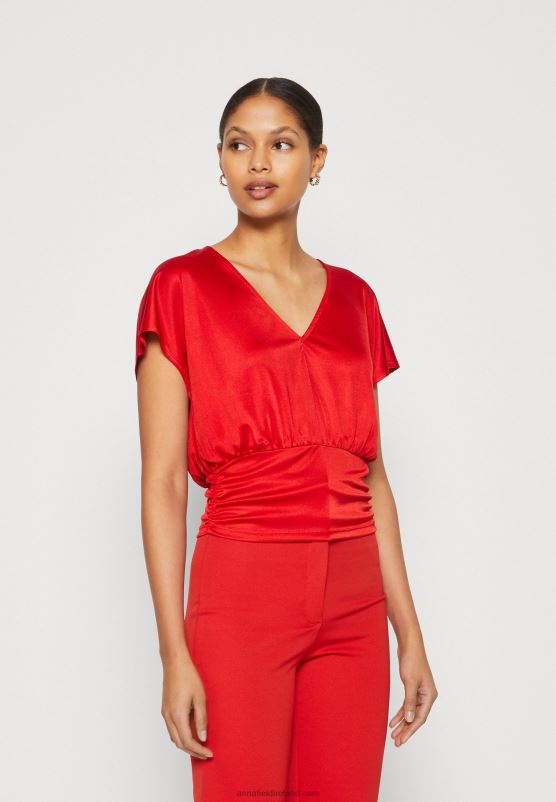 Z62T303 Women Anna Field Print T-Shirt Red