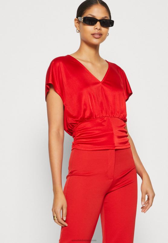 Z62T303 Women Anna Field Print T-Shirt Red