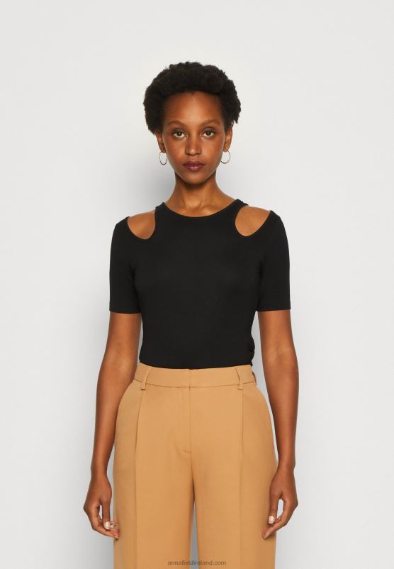 Z62T307 Women Anna Field Print T-Shirt Black