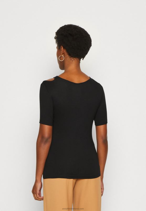 Z62T307 Women Anna Field Print T-Shirt Black