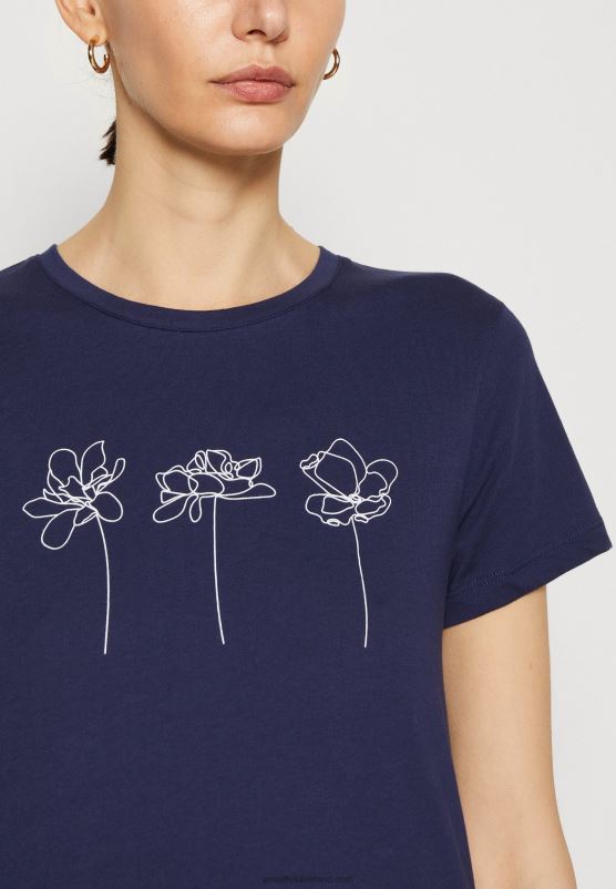 Z62T313 Women Anna Field Print T-Shirt Dark Blue