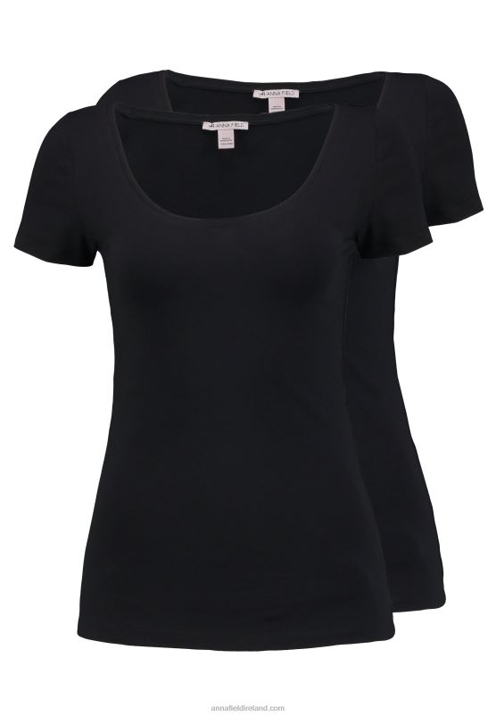 Z62T318 Women Anna Field 2 Pack Basic T-Shirt Black