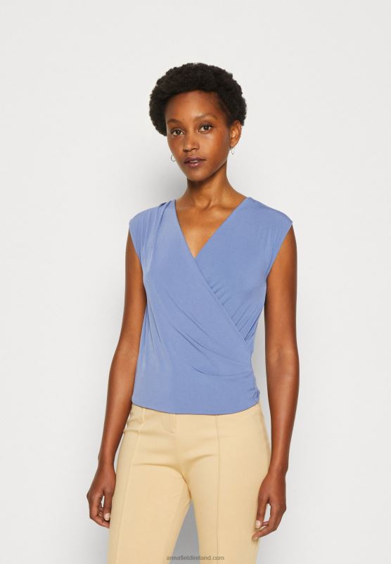 Z62T320 Women Anna Field Print T-Shirt Blue-Grey