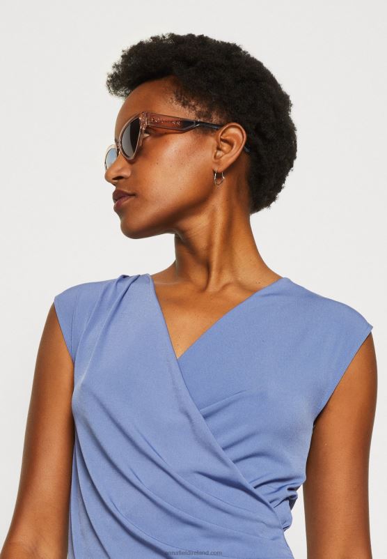 Z62T320 Women Anna Field Print T-Shirt Blue-Grey