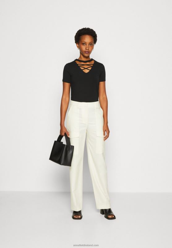 Z62T325 Women Anna Field Print T-Shirt Black