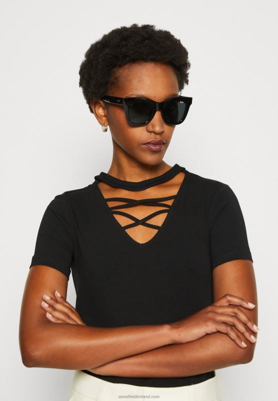 Z62T325 Women Anna Field Print T-Shirt Black