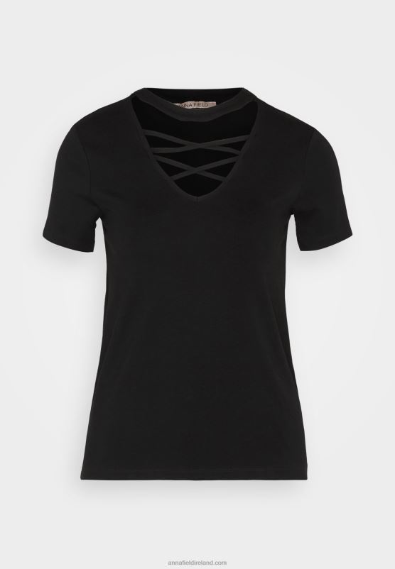 Z62T325 Women Anna Field Print T-Shirt Black