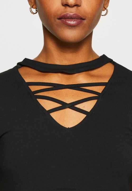 Z62T325 Women Anna Field Print T-Shirt Black