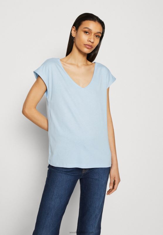 Z62T327 Women Anna Field Basic T-Shirt Light Blue