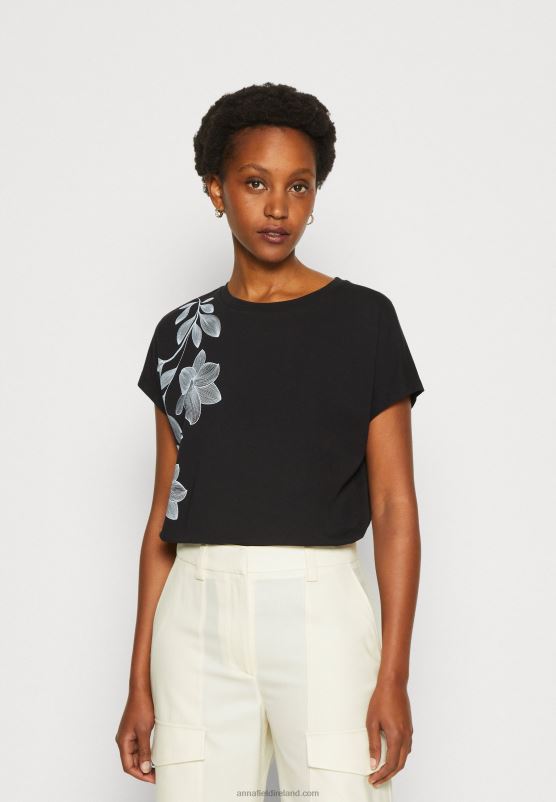Z62T331 Women Anna Field Print T-Shirt Black