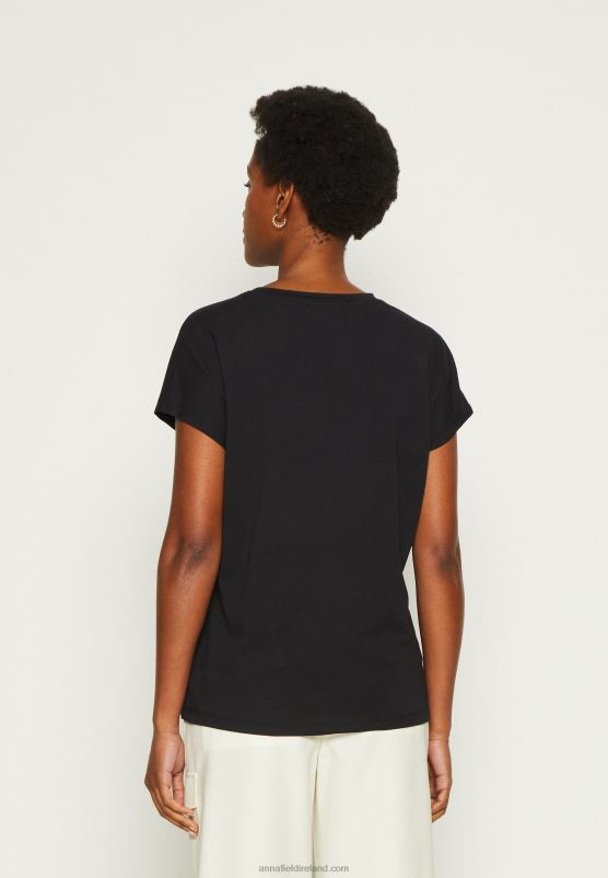 Z62T331 Women Anna Field Print T-Shirt Black