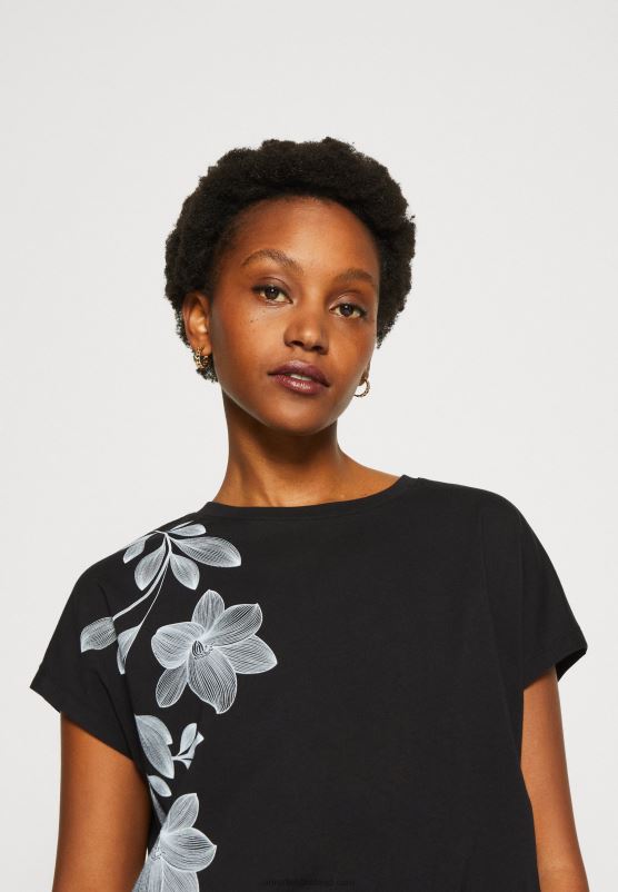 Z62T331 Women Anna Field Print T-Shirt Black