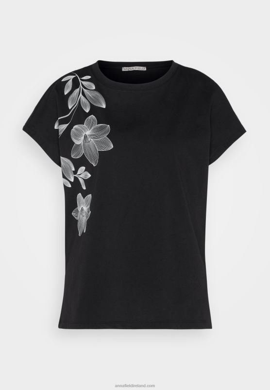 Z62T331 Women Anna Field Print T-Shirt Black