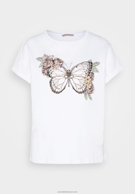 Z62T333 Women Anna Field Print T-Shirt White