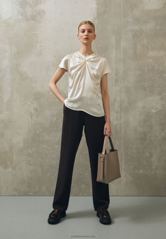 Z62T346 Women Anna Field Print T-Shirt Off White