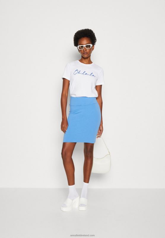 Z62T347 Women Anna Field Print T-Shirt White