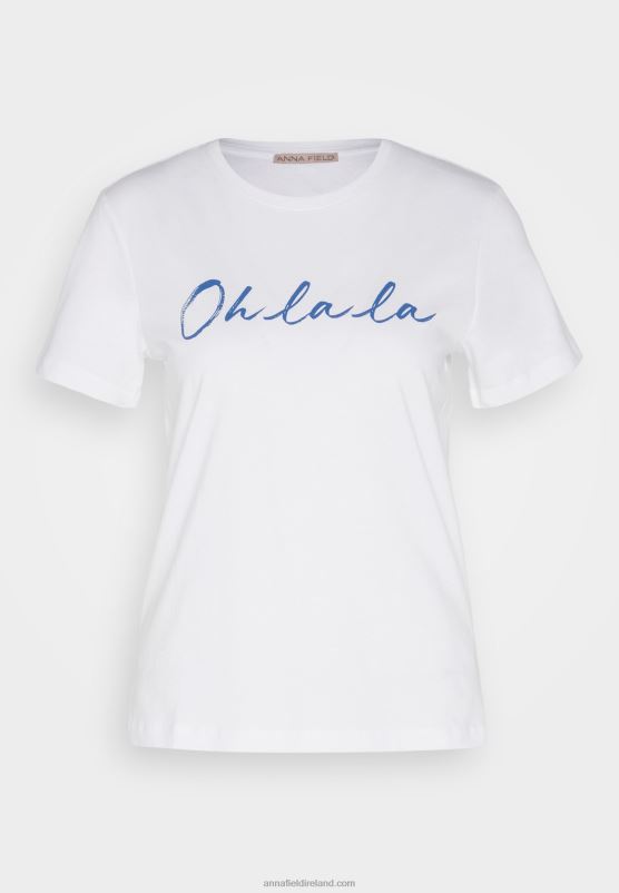 Z62T347 Women Anna Field Print T-Shirt White