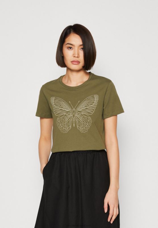 Z62T349 Women Anna Field Print T-Shirt Green