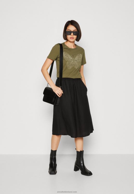 Z62T349 Women Anna Field Print T-Shirt Green