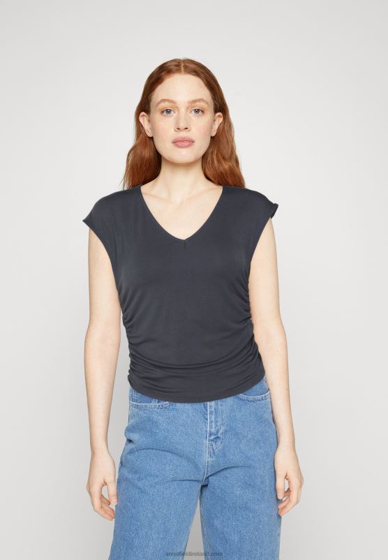 Z62T351 Women Anna Field Print T-Shirt Grey