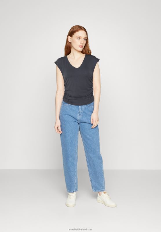 Z62T351 Women Anna Field Print T-Shirt Grey