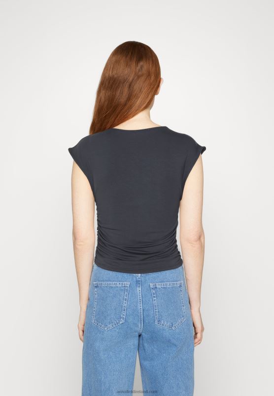 Z62T351 Women Anna Field Print T-Shirt Grey